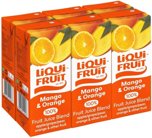 [DKJH26TJBWQGZ5VJ] Liqui Fruit Mango & Orange 100% Fruit Juice Blend (6 x 200 ml)