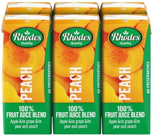 [DKJH26TUAFB8KXFR] Rhodes Peach 100% Fruit Juice Blend (6 x 200 ml)
