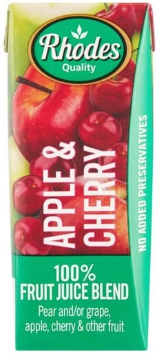 [DKJH26TJEDKESYCQ] Rhodes Apply & Cherry 100% Fruit Juice Blend (24 x 200 ml)