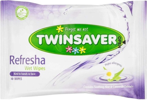 [WPEH4ZRFF2MZD5H7] Twinsaver Refresha Wet (Pack of 1, 10 Wipes per Pack)