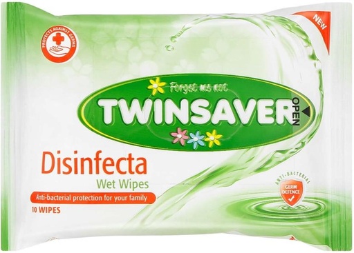 [WPEH4ZRFUYCUFNGR] Twinsaver Disinfectant Wet Wipes (Pack of 1, 10 Wipes per Pack)