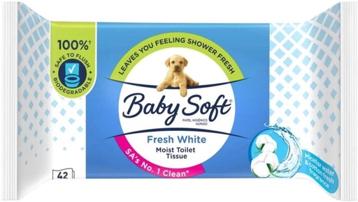 [WPEH4ZRFEUTFHWQZ] Baby Soft Fresh White Toilet Tissue Wipes (Pack of 1, 42 Wipes per Pack)