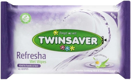 [WPEH4ZRFGY74UMUH] Twinsaver Refresha Wet (Pack of 1, 40 Wipes per Pack)