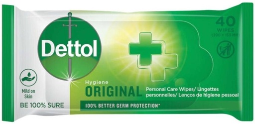 [WPEHFXNXCPPAWZFS] Dettol Hygiene Original Personal Care (Pack of 12, 40 Wipes per Pack)