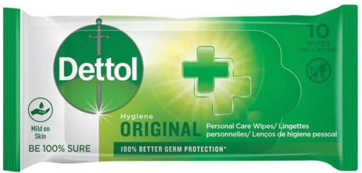 [WPEHFXNXEY7BXSTT] Dettol Hygiene Original Personal Care (Pack of 12, 10 Wipes per Pack)