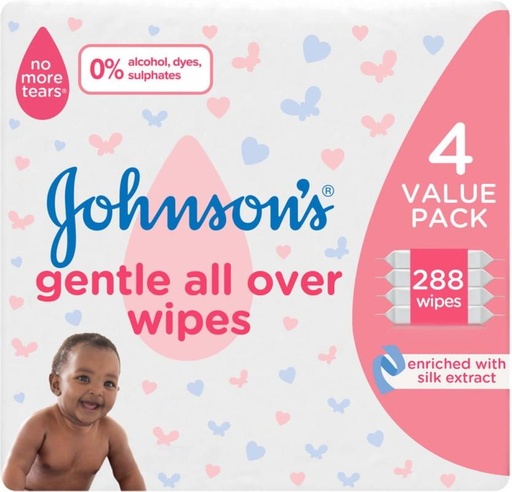 [WPEHFXNXJWX62XQZ] Johnson's Gentle All Over (Pack of 3, 288 Wipes per Pack)