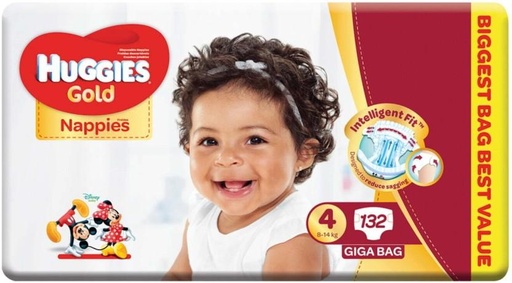 [DIRH7SGZTXZP6G3Z] HUGGIES Gold Giga Bag Pant Diapers - 4 (132 Pieces)