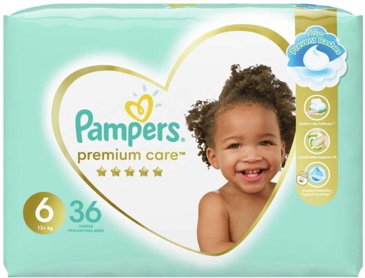 [DIRHFXJ8FFBXFYWC] Pampers Premium Care Prevent Rashes Tape Diapers - 6 (36 Pieces)
