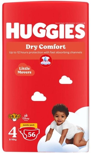 [DIRHCM4H9UNA3HYE] Huggies Dry Comfort Jumbo Pack Tape Diapers - 4 (56 Pieces)