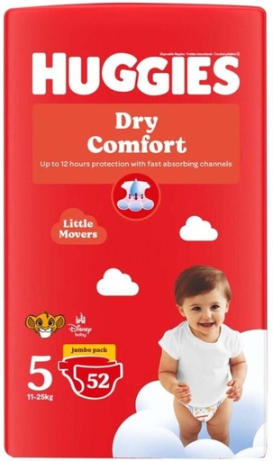[DIRHCM4HF8TY9MGV] Huggies Dry Comfort Jumbo Pack Tape Diapers - 5 (52 Pieces)
