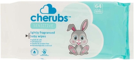 [WPEH9R39HM9ZWGFT] Cherubs Lightly Fragranced Sensitive Baby (Pack of 1, 64 Wipes per Pack)