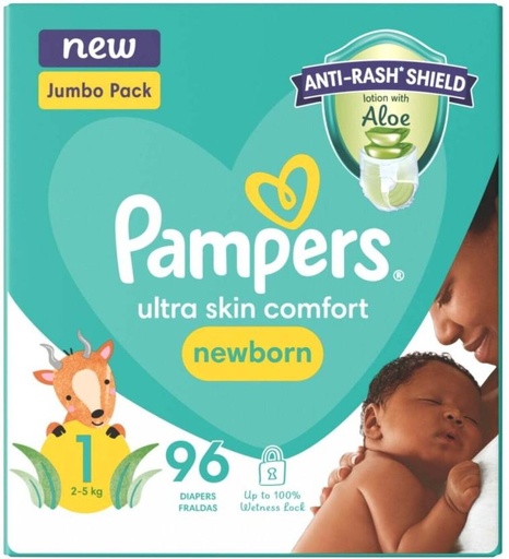 [DIRHFXJ8TRXGYFNK] Pampers Jumbo Pack Newborn Double Protection Tape Diapers - 0 (96 Pieces)