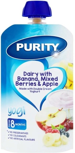 [INFH2YW6DTZGYPQS] Purity Dairy with Banana Mixed Berries & Apple Baby Food (110 ml, 6-12 Months)