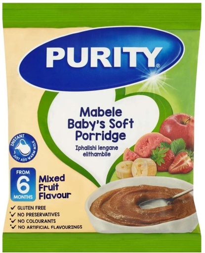 [BCEH2EAZ4YFYPCMH] Purity Mixed Fruit Flavour Mabele Baby's Soft Porridge Cereal (300 g, 6+ Months)