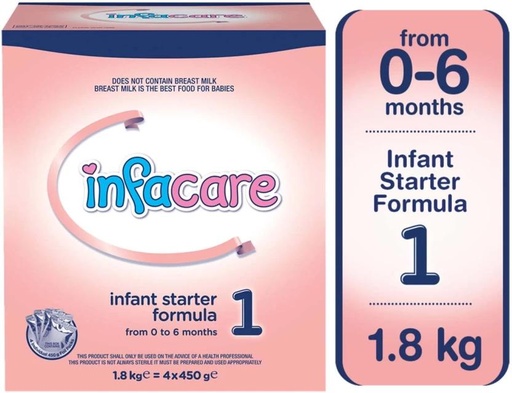 [INFHFSWTJAEZWZEH] Infacare 1 Infant Starter Formula (6 x 1.8 kg, 0-6 Months)