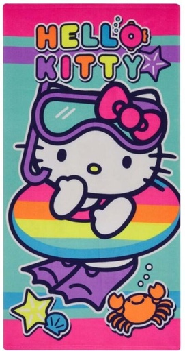 [BTWH7JW9UPVYNSNE] Character Hello Kitty Cotton Bath, Beach Towel (Multicolour, 130 cm x 70 cm)