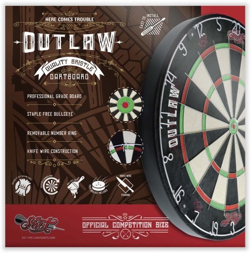 [BGEHFZV9UATZAMUG] Shot Outlaw Tournament Dartboard Set Dart Board Board Game