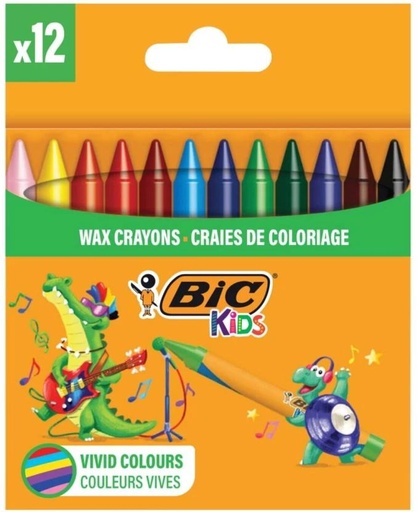 [CRYH7SJRVYJMMPXT] BIC Kids Assorted Wax Crayons (Set of 12)