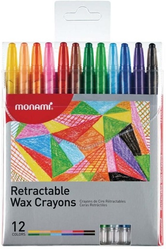 [CRYH28YXY53W5HCD] Monami Retractable Wax Crayons (Set of 12)