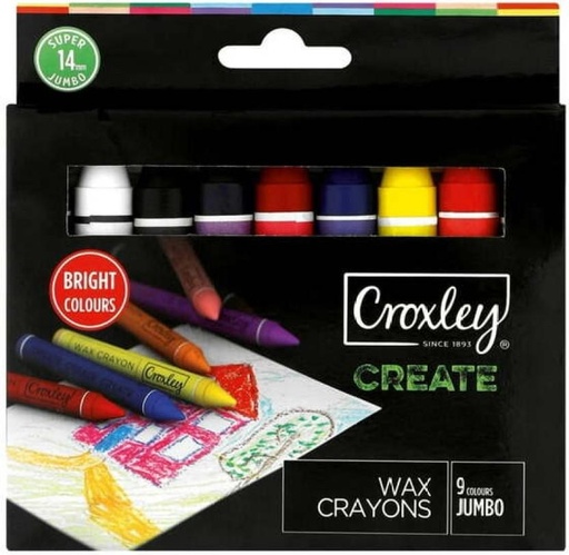 [CRYH28YXSZTVEACE] Croxley Jumbo Wax Wax Crayons (Set of 9)