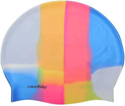 [SWCH25B6QVPB8HF4] Medley Swim Cap Swimming Cap (Multicolour, Pack of 1 x Medley Silicone Swim Cap Multi Colour)