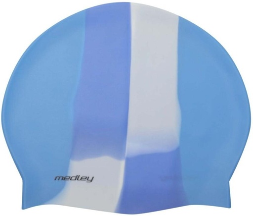 [SWCH25B62DGUHDNC] Medley Swim Cap Swimming Cap (Blue, Pack of 1 x Medley Silicone Swim Cap Blue/White)