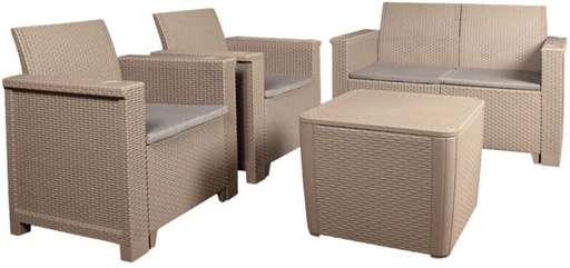 [ODSH2A3Q44EFMNHQ] Contour Jabulani Cappuccino Patio Set Plastic Table & Chair Set (Finish Colour - Cappuccino, Pre Assembled)
