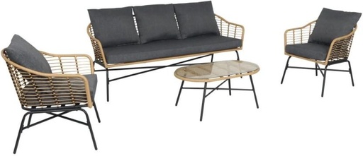 [ODSHCDY47ZJNFG2C] Terrace Leisure Boho Patio Lounge Set Metal Table & Chair Set (Finish Colour - Grey, DIY(Do-It-Yourself))