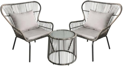 [ODSHD95MZ9A5XHYW] Terrace Leisure Semana 3 Piece Patio Balcony Set Metal Outdoor Bar Set (Finish Colour - Grey, DIY(Do-It-Yourself))