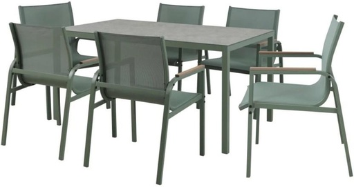 [ODSHCD3TJTTTWNFY] Terrace Leisure Bali 7 Piece Dining Set Metal Table & Chair Set (Finish Colour - Green, DIY(Do-It-Yourself))