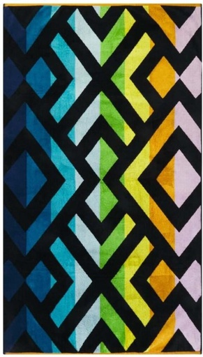 [BTWH7JW9YUEKHU2N] Home Living Velour Ethnic Stripe Cotton Beach Towel (Multicolour, 180 cm x 100 cm)