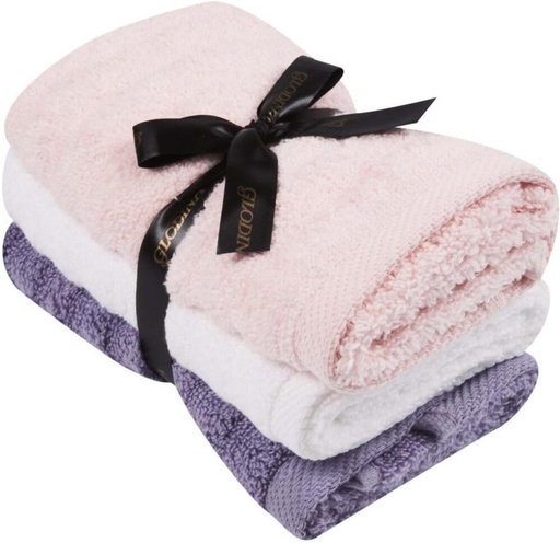 [BTWH4U4AGTM4WN2W] Glodina Onda Guest Towel Cotton Guest Towel Set (Pack of 3, Multicolour, 6.7 inch x 4.3 inch)