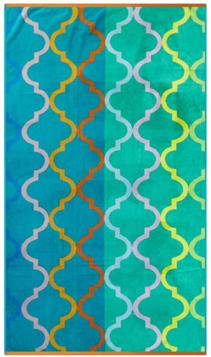 [BTWH7JW9GVHNGUK2] Home Living Velour Morocco Cotton Beach Towel (Multicolour, 180 cm x 100 cm)
