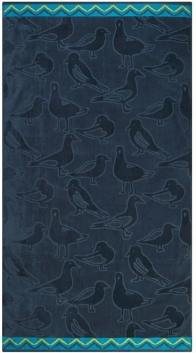 [BTWH7JW9V2YVWJYK] Home Living Velour Seagull Cotton Beach Towel (Black, 180 cm x 100 cm)
