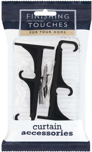 [CUAH4U28Z8HZNDXA] Finishing Touches Black Curtain Hooks (1.9 cm x 1.1 cm) (Pack of 1)