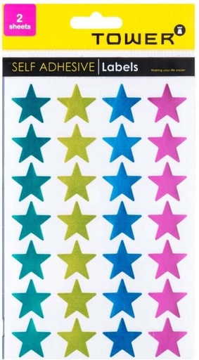 [STIH25B5UM6YUHCB] Tower 0.203 m Metallic Stars Large Non-reusable Sticker (Pack of 1)