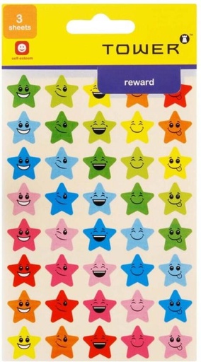 [STIH6YRVKPCSGHUF] Tower 0.203 m Stars With Faces Non-reusable Sticker (Pack of 1)