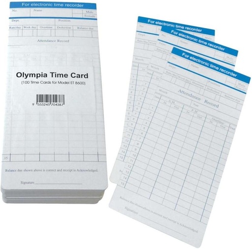 [BODH5TCX5GGSHBRT] OLYMPIA Time Cards Time & Attendance (Card Identification)