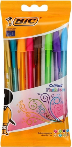 [PENH27R3GEGSF8EZ] Bic Cristal Fashion Ball Pen (Pack of 8, Multicolor)