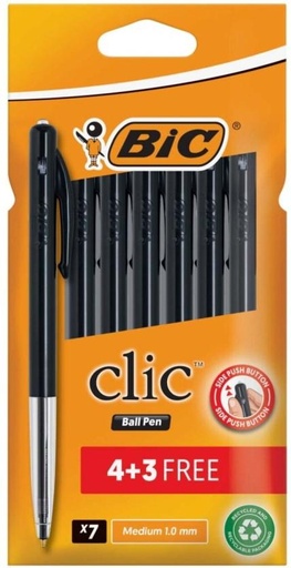 [PENH27QZGWSPXXPZ] Bic Clic Ball Pen (Pack of 7, Black)