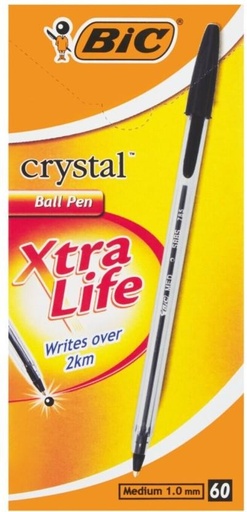 [PENH27QZP9UMC7SW] Bic Cristal Ball Pen (Pack of 60, Black)
