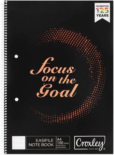 [DNBH2YZ54BXZHJWX] Croxley Note Book A4 Note Book Feint (Black)