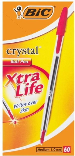 [PENH27R7JYG2JF98] Bic Crystal Ball Pen (Pack of 60, Red)