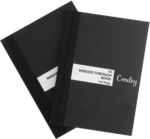[DNBH2YZ5YFUBZDZT] Croxley Indexed Through Book A6 Notebook Feint & Margin (Black)