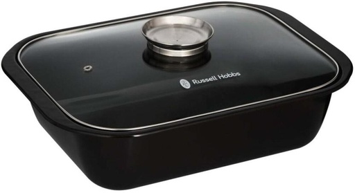 [PPNH4ZFZGKFYAX2C] Russell Hobbs Rect Enamel Roaster & Glass Lid Tope with Lid 15 L capacity (Stainless Steel, Non-stick, Induction Bottom)