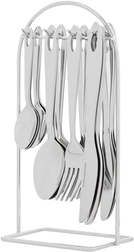 [CYSH4UYRMGQZABAQ] Eetrite 24 Piece Essentials Teardrop Stainless Steel Cutlery Set (Pack of 1)
