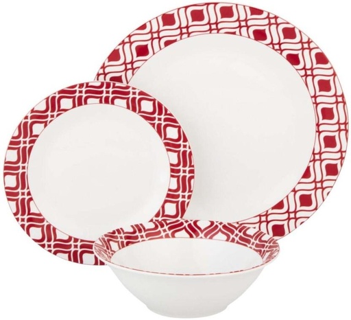 [DNNHBGXJYDZZFAYN] Porcelain 12 Pieces Crimson Dinner Set