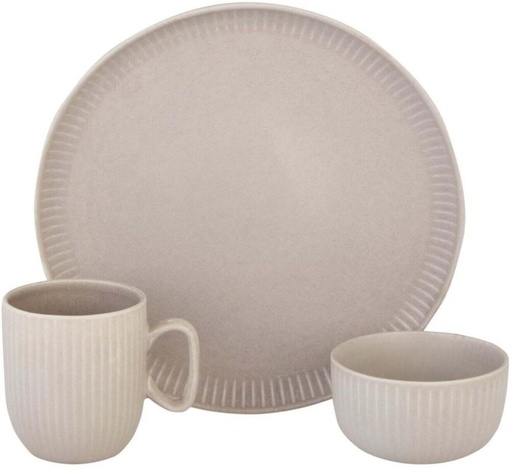 [DNNHBB5XUHE3QFNK] No Brand Stoneware Amelia Dinner Set 12pc Taupe Dinner Set (Microwave Safe)