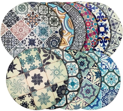 [COAH2AMRMK39DXE5] Villa Alegre Round Reversible Ceramic Coaster Set (Pack of 1)