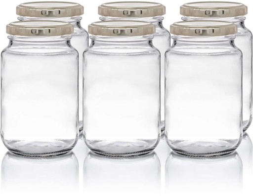 [CNRH2YY5U3X5EC4S] Consol Glass Pickle Jar  - 375 ml (Pack of 6, White)